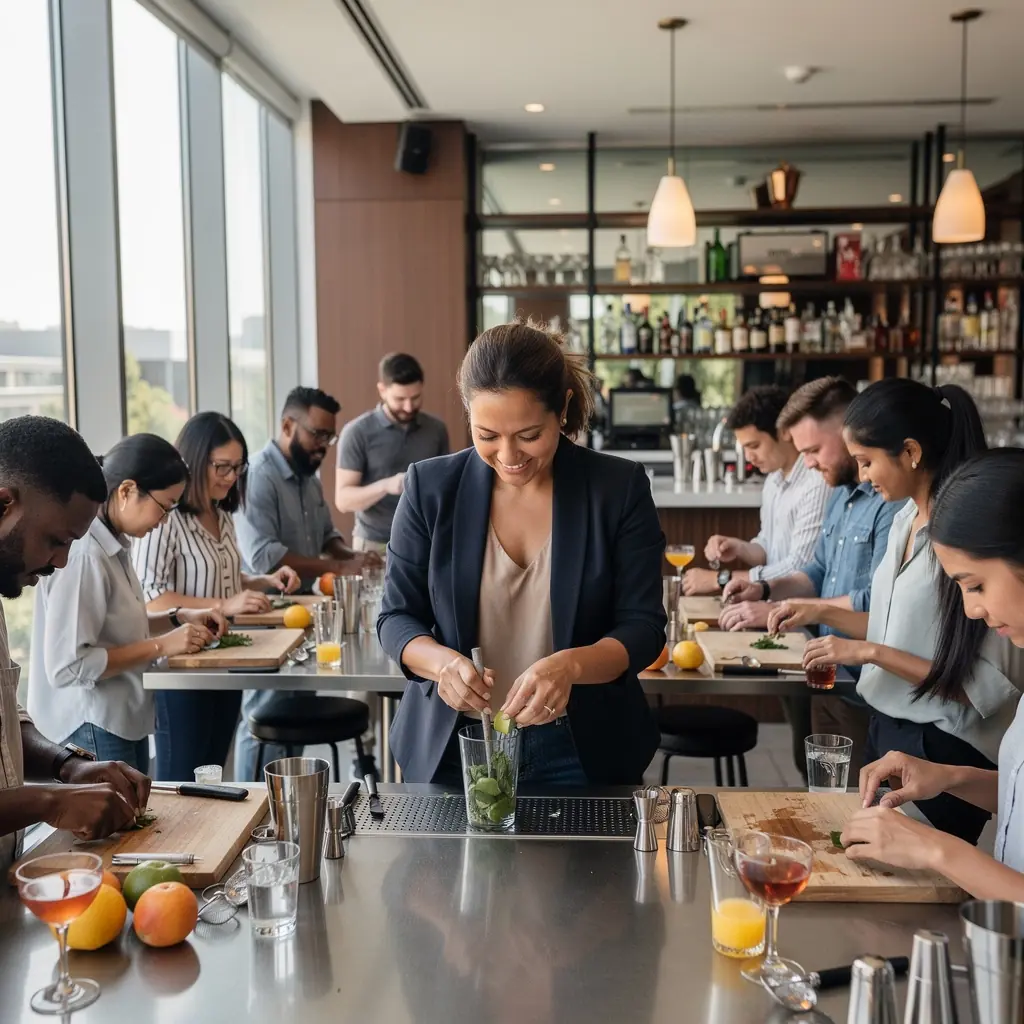 Ein Lehrer erklärt die verschiedenen Spirituosen und deren Verwendung in Cocktails.