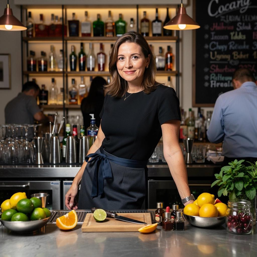 Die Teilnehmer einer Mixology-Schulung diskutieren leidenschaftlich über Cocktailrezepte.